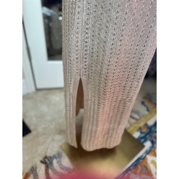 Lauren Ralph Lauren NWT SZ XL Gold Knit Sleeveless Maxi Dress Side Slits Ribbed - Picture 9 of 16